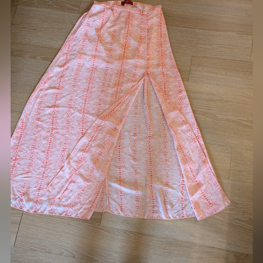 Chic Coral Maxi Skirt with Side Slit - Picture 8 of 11